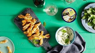 Jamon amp Manchego Cheese Dipping Straws with Cheese amp Chive Mint Dip [upl. by Fezoj]