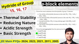 Hydride of Group 15 16 17  pblock elements  pblock elements Hydrides [upl. by Dnalrag]