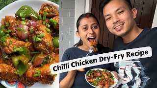 Easy Chilli Chicken DryFry Recipe  SumiampSuvi☁️ [upl. by Nemad308]