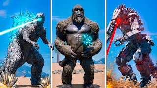 GODZILLA and KONG vs MECHAGODZILLA Fight in GTA 5 [upl. by Akilat244]