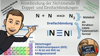 Die Atombindung III  Doppel und Dreifachbindung mit Oktettregel [upl. by Nawaj750]