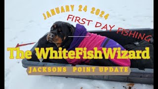 LAKE SIMCOE ICE UPDATE JACKSONS POINT JAN242024 FIRST ICE FISHING [upl. by Anen]