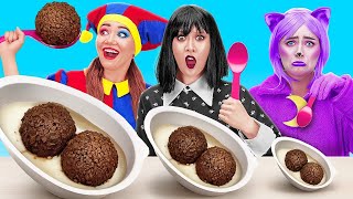 GIANT vs MEDIUM vs TINY FOOD FOR 24 HOURS  Funny Food Challenge by 123 GO FOOD [upl. by Elatsyrc]