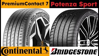 Continental PremiumContact 7 vs Bridgestone Potenza Sport [upl. by Atiner]