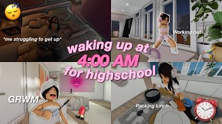 waking up at 4AM to get ready for highschool  Productive  Bloxburg Roleplay  wvoices [upl. by Acinorrev]