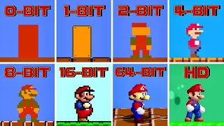 Super Mario Bros 0BIT vs 1BIT vs 2BIT vs 4BIT vs 8BIT vs 16BIT vs 64BIT vs HD [upl. by Wendt]