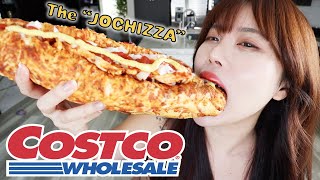 Trying the VIRAL Costco Food court TikTok Hack quotJOCHIZZAquot Hotdog Chicken Bake AND Pizza COMBINED [upl. by Cadmann295]