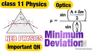 Class 11 Minimum Deviation in Prism in Nepali  Relation of Refractive index and minimum Deviation [upl. by Isus]