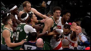 An Intense Brawl Breaks Out  Raptors vs Bucks  1172023 [upl. by Ahsekar866]