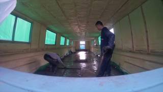 Laying the underfloor heating amp concrete floor on a boat [upl. by Natty448]