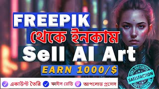 Earn Money With AI Photo Selling  Sell AI art on Freepik  Become a Freepik Contributor 2024 [upl. by Garrity]