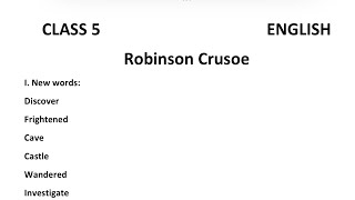 Class 5 English chapter Robinson crusoe new word word meaning and extra question answer and grammar [upl. by Eelir895]