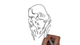 How to Draw Rabindranath Tagore Face  Step By Step  Drawing For Kids RezaulDrawingAcademy [upl. by Melly]