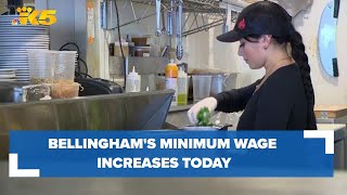 Starting today Bellinghams minimum wage is 1 more than Washington states rate [upl. by Janey675]