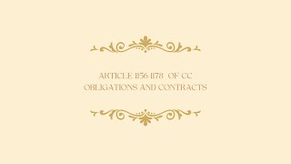 Obligations and Contracts Article 11561178 Audio [upl. by Akcire]