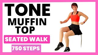 Seated Walking Workout For Muffin Top 750 Steps  Chair Exercises [upl. by Nawk]