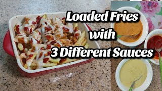 Loaded Cheese Fries  with 3 Different Sauces  Recipe Ghar [upl. by Lesab441]