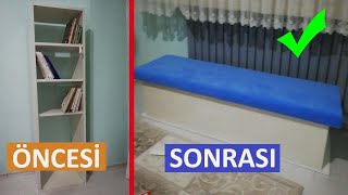 KİTAPLIKTAN SANDIKLI BENCH YAPIMI  EVDE MOBİLYA DEKORASYONU  BOOKCASE DECORATION [upl. by Bernstein812]