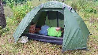 10 DAY SOLO CAMPING IN THE RAIN  alone in the forest the girl survives and relaxes by the stream [upl. by Rome]