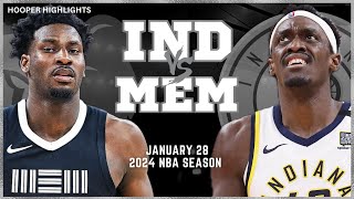 Indiana Pacers vs Memphis Grizzlies Full Game Highlights  Jan 28  2024 NBA Season [upl. by Reizarf]