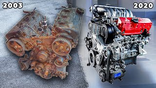 Rusty to running 20 year old V6 engine rebuild time lapse [upl. by Boice]