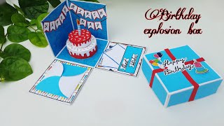 How to make explosion box for birthday  Handmade birthday gift box  explosion box tutorial  diy [upl. by Blayze65]