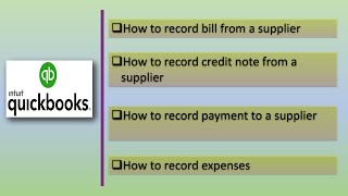 Quickbooks recording of bill expenses supplier credit note 2020 [upl. by Johanna80]