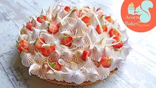 STRAWBERRY MERINGUE PIE  Recipe  Acorn Bakes [upl. by Sadiras470]