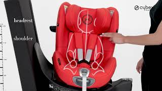 How to Adjust the Headrest I Sirona Z2 iSize Car Seat I CYBEX [upl. by Nahtaoj]