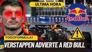 F1 HOY Max Verstappen advierte a Red Bull F1 [upl. by Saraann]