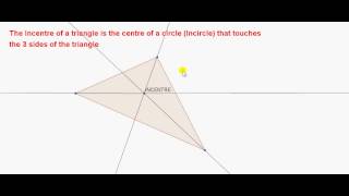 Construction of the Incentre and the Incircle of a triangle [upl. by Eiroc]