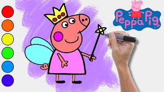 Desenhar e Colorir Peppa Pig Fadinha 🐷🧚  Desenhos para Crianças [upl. by Ateuqahs]