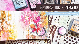 Fabulous Technique to create an Art Journal Background 👉 Stencil Smooshing with Distress Inks [upl. by Karab318]