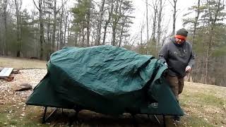 KampRite oversize cot tent  SETUP [upl. by Kcam946]