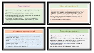 4 Major Educational Philosophies  Perennialism  Essentialism  Progressivism  Reconstructionism [upl. by Eelra]