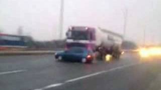 Lorry pushes car down motorway at 60mph [upl. by Evie]