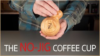 Woodturning  How to make a coffee cup turned on multiple axis without a jig [upl. by Akenahs]