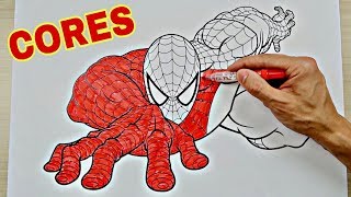 HOMEM ARANHA  APRENDA AS CORES PINTANDO [upl. by Golliner]