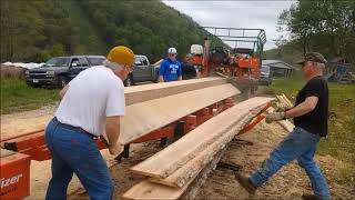 StLoG Woodmizer LT35 Long 18 Foot Super White Oak Log Farm Wagon Upgrade Lumber Beautiful 120 year [upl. by Mialliw]