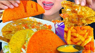 MEXICAN PIZZA CHEESY NACHO FRIES CRUNCHY TACO  ASMR  MUKBANG  EATING SOUNDS [upl. by Gies]