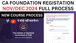 CA Foundation November 2024 Registration Process  CA Foundation December 2024 Registration process [upl. by Bergmans]