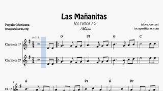 Las Mañanitas Partitura DÚO de Clarinetes 1ª y 2ª voz [upl. by Gerard953]