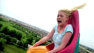 BLONDE GIRL HILARIOUS ROLLER COASTER REACTION [upl. by Forester]