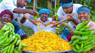 BANANA CHIPS  Kerala Special Nendran Raw Banana Chips  Street Food Snack Recipe cooking in Village [upl. by Aziram910]