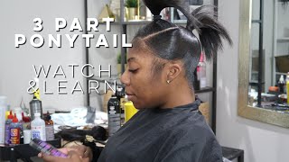 Natural to SLEEK High Ponytail with 3 part Extended Ponytail with weave iamroxybennett ponytails [upl. by Luemas]