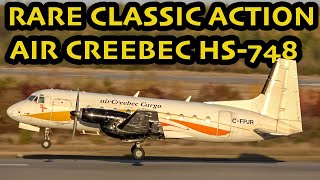 RARE CLASSIC WORKHORSE Air Creebec Hawker Siddeley HS748 action in Timmins YTS [upl. by Nalim]