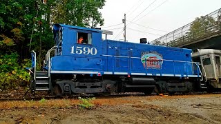 Winnipesaukee Scenic Railroad SW1001 1590 departing Meredith NH [upl. by Berri]