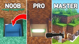 Minecraft 5 Secret Base Redstone Noob vs Pro vs Master [upl. by Ahseikram]