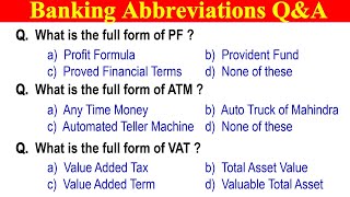 Banking Abbreviations Questions and Answers [upl. by Retxab]