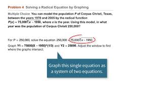 Algebra 2 68 Graphing Radical Functions Problem 4  Solving a Radical Equation by Graphing [upl. by Boswall17]